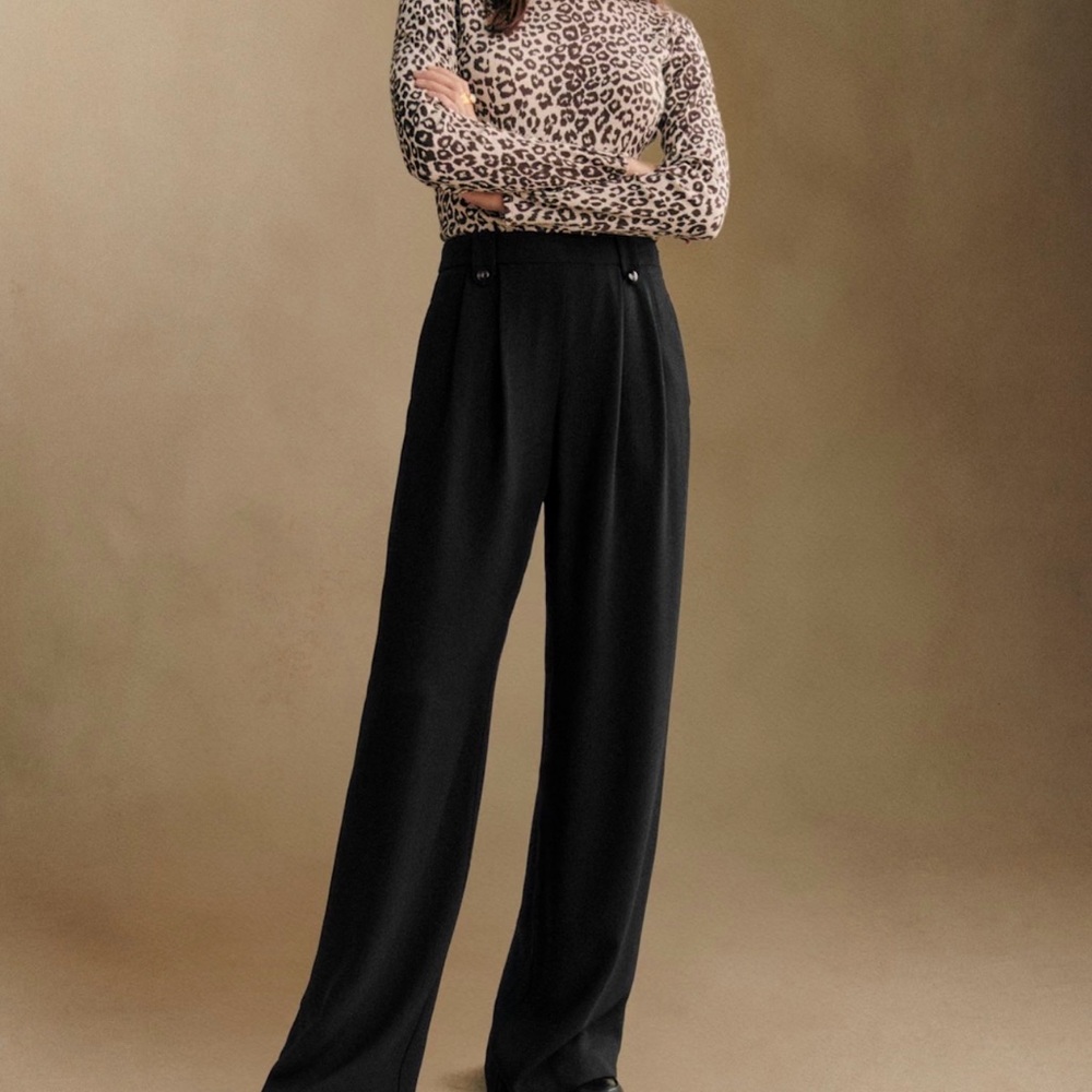 Sézane Loulou Trousers (Black Wide Leg Women's Pants) - Picture 5 of 5